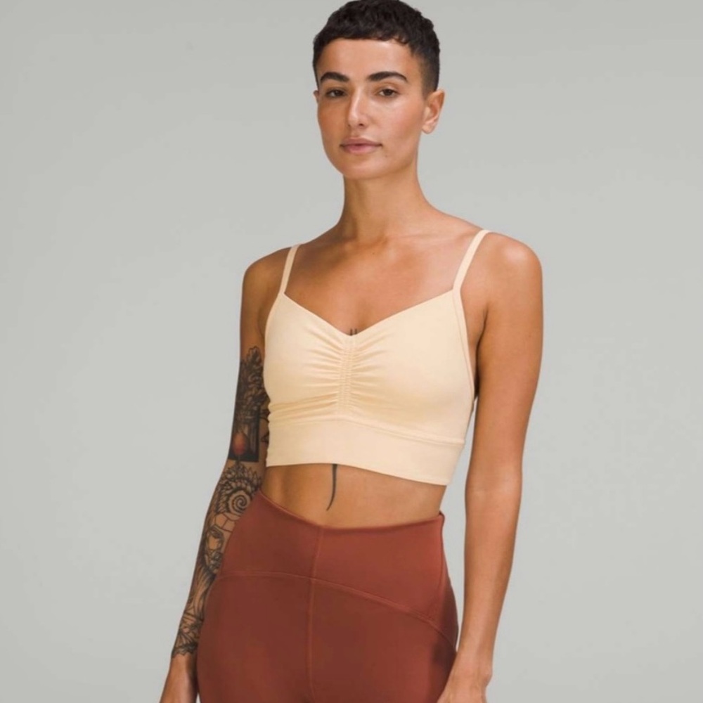 Lululemon nulu front gather sports bra. Like new. 6. Yellowish-tan